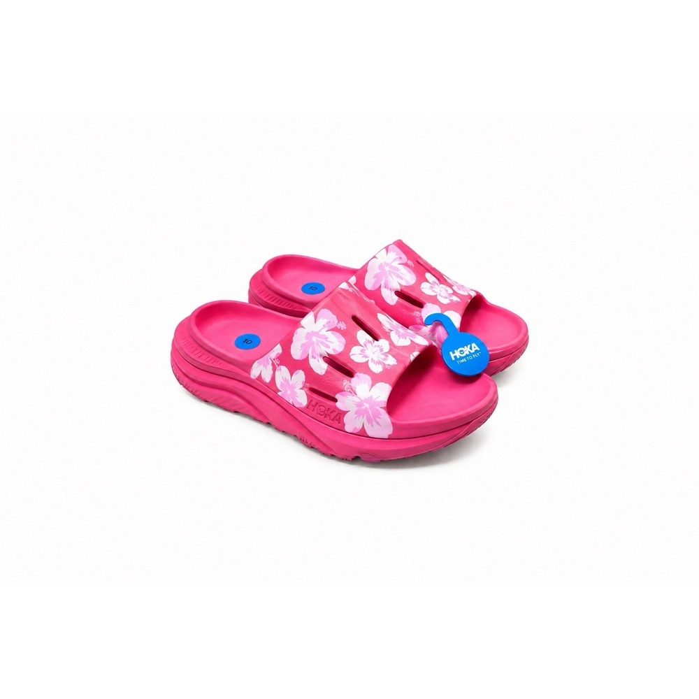 HOKA U ORA Slide 3 BP Sorbet Pink Floral Slides Women 12 Men 10 NWT 1153891